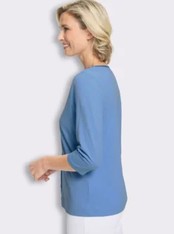 3/4-Arm-Shirt mit Satin-Paspelierung