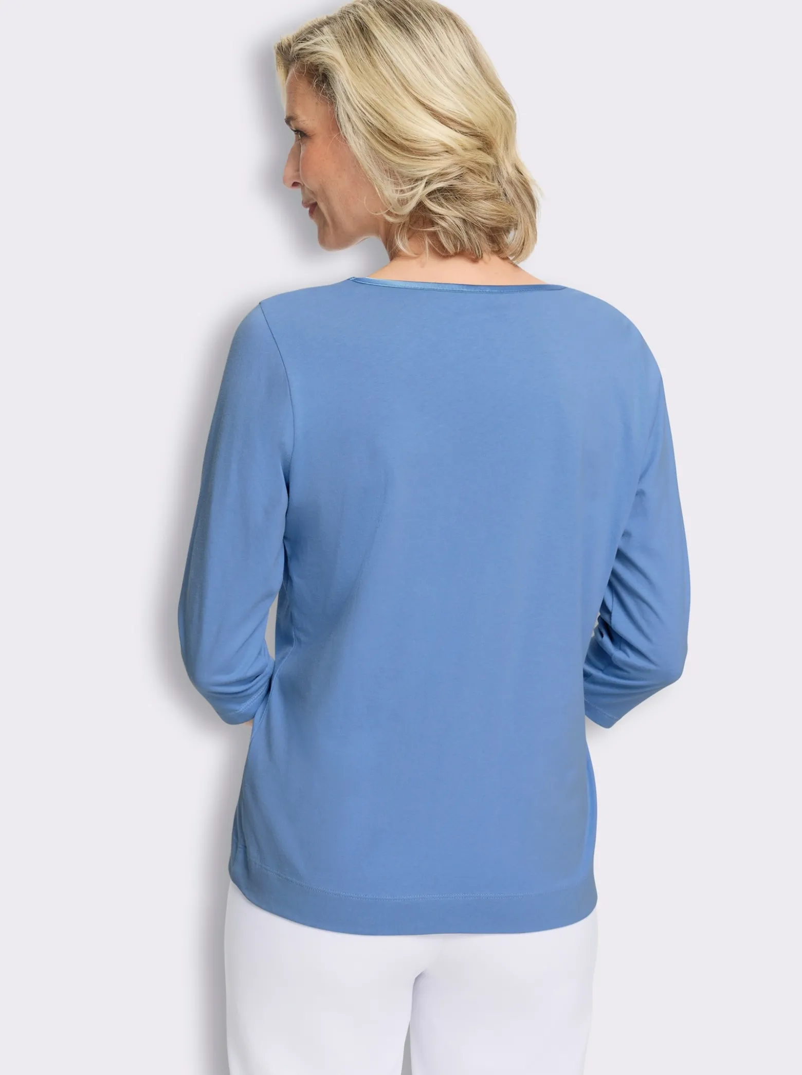 3/4-Arm-Shirt mit Satin-Paspelierung