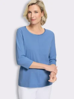 3/4-Arm-Shirt mit Satin-Paspelierung