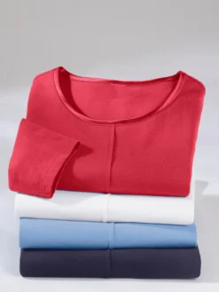 3/4-Arm-Shirt mit Satin-Paspelierung
