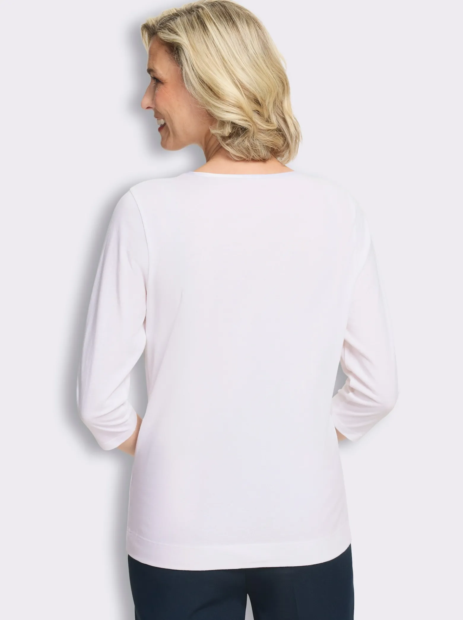 3/4-Arm-Shirt mit Satin-Paspelierung