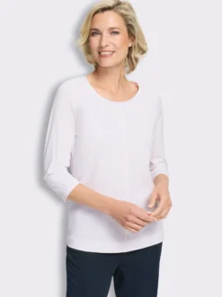 3/4-Arm-Shirt mit Satin-Paspelierung