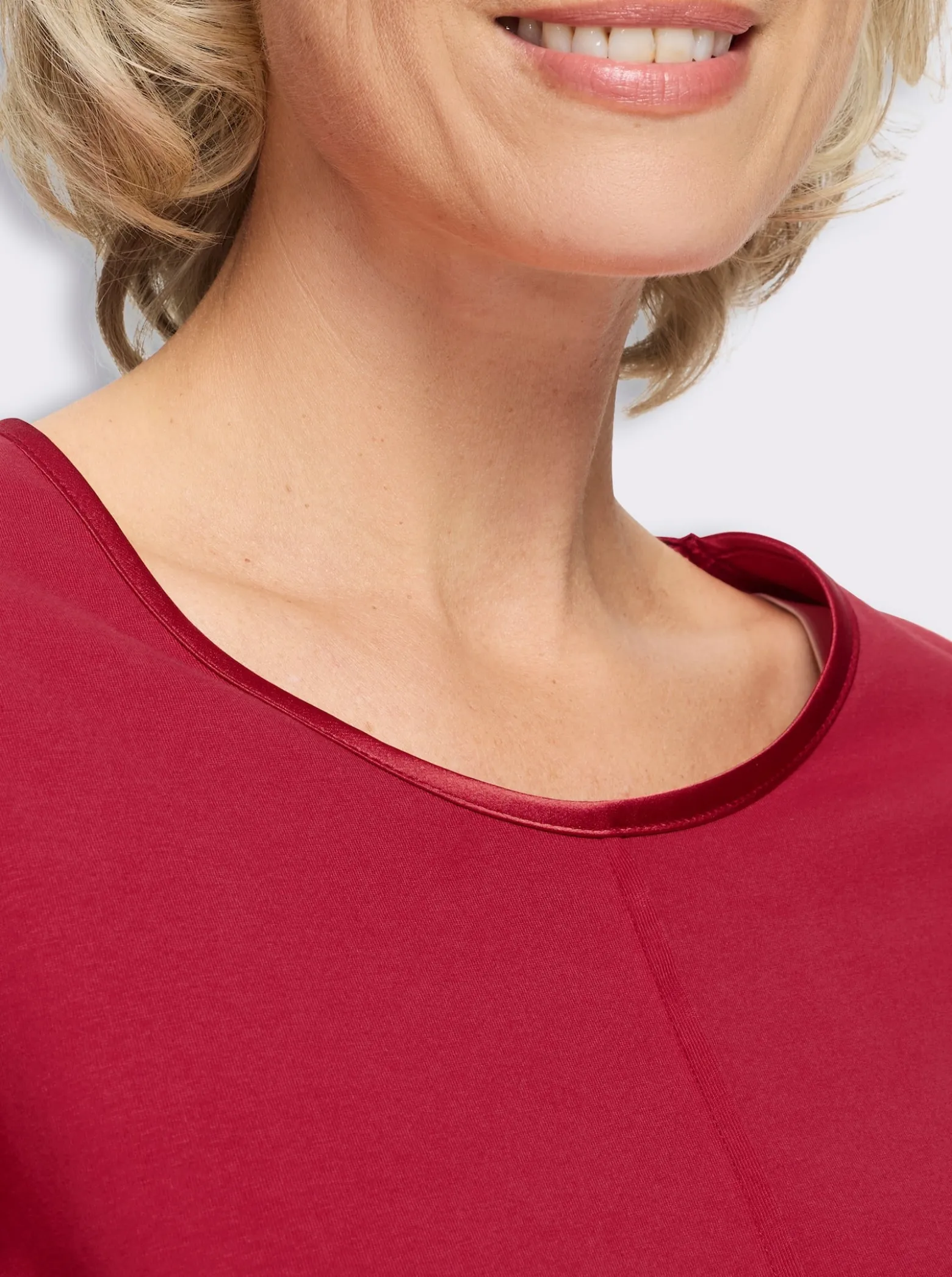3/4-Arm-Shirt mit Satin-Paspelierung