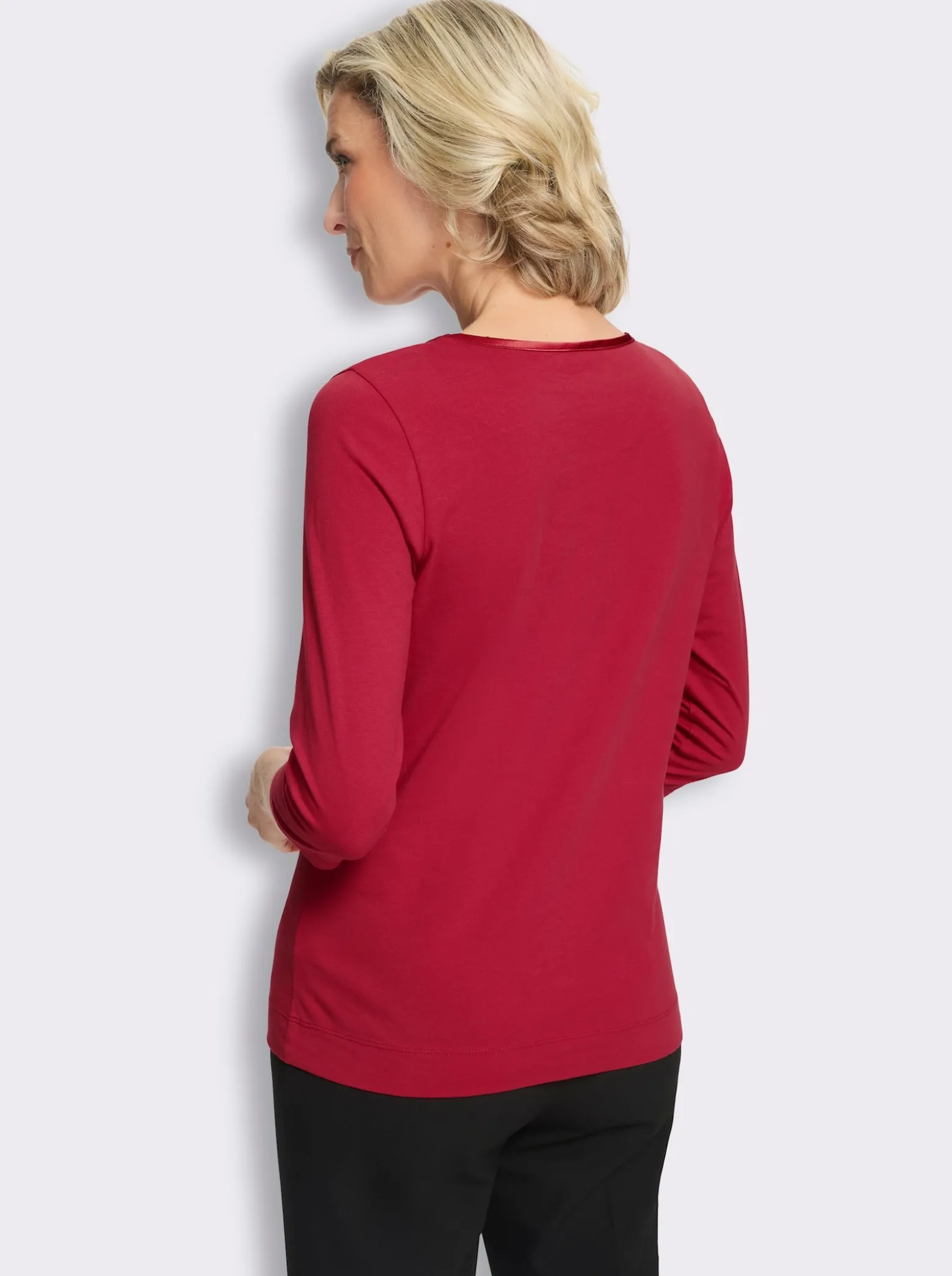 3/4-Arm-Shirt mit Satin-Paspelierung