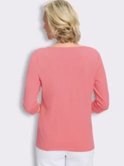 3/4-Arm-Shirt mit Satin-Paspelierung