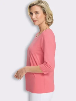 3/4-Arm-Shirt mit Satin-Paspelierung