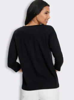3/4-Arm-Shirt mit Schriftzug im Vorderteil