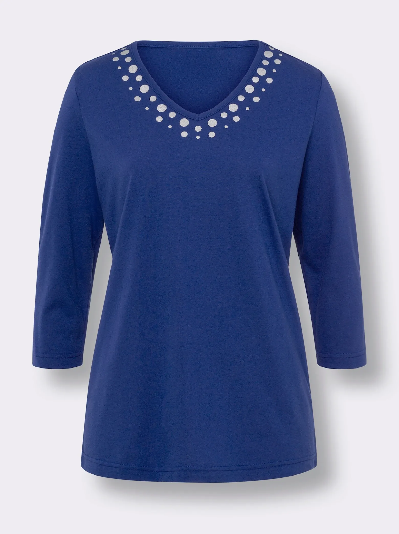 3/4-Arm-Shirt mit silberfarbenem Folien-Print