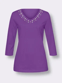 3/4-Arm-Shirt mit silberfarbenem Folien-Print