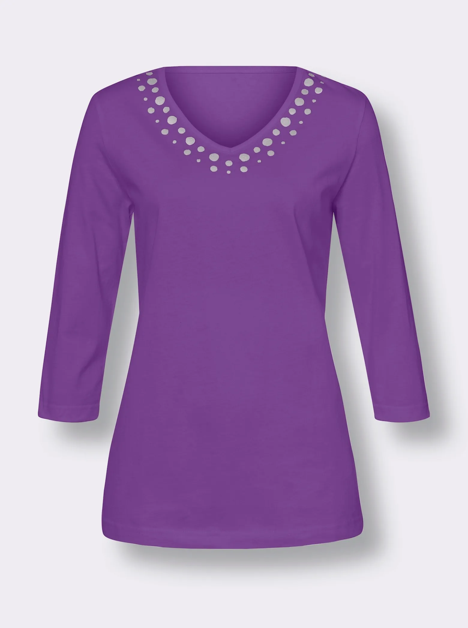 3/4-Arm-Shirt mit silberfarbenem Folien-Print