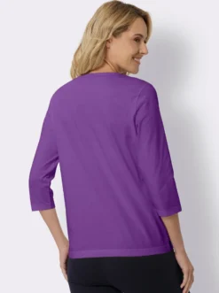 3/4-Arm-Shirt mit silberfarbenem Folien-Print
