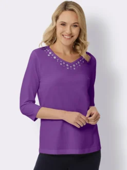 3/4-Arm-Shirt mit silberfarbenem Folien-Print