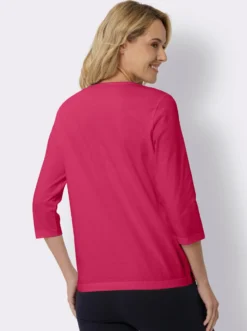 3/4-Arm-Shirt mit silberfarbenem Folien-Print