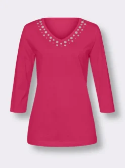 3/4-Arm-Shirt mit silberfarbenem Folien-Print