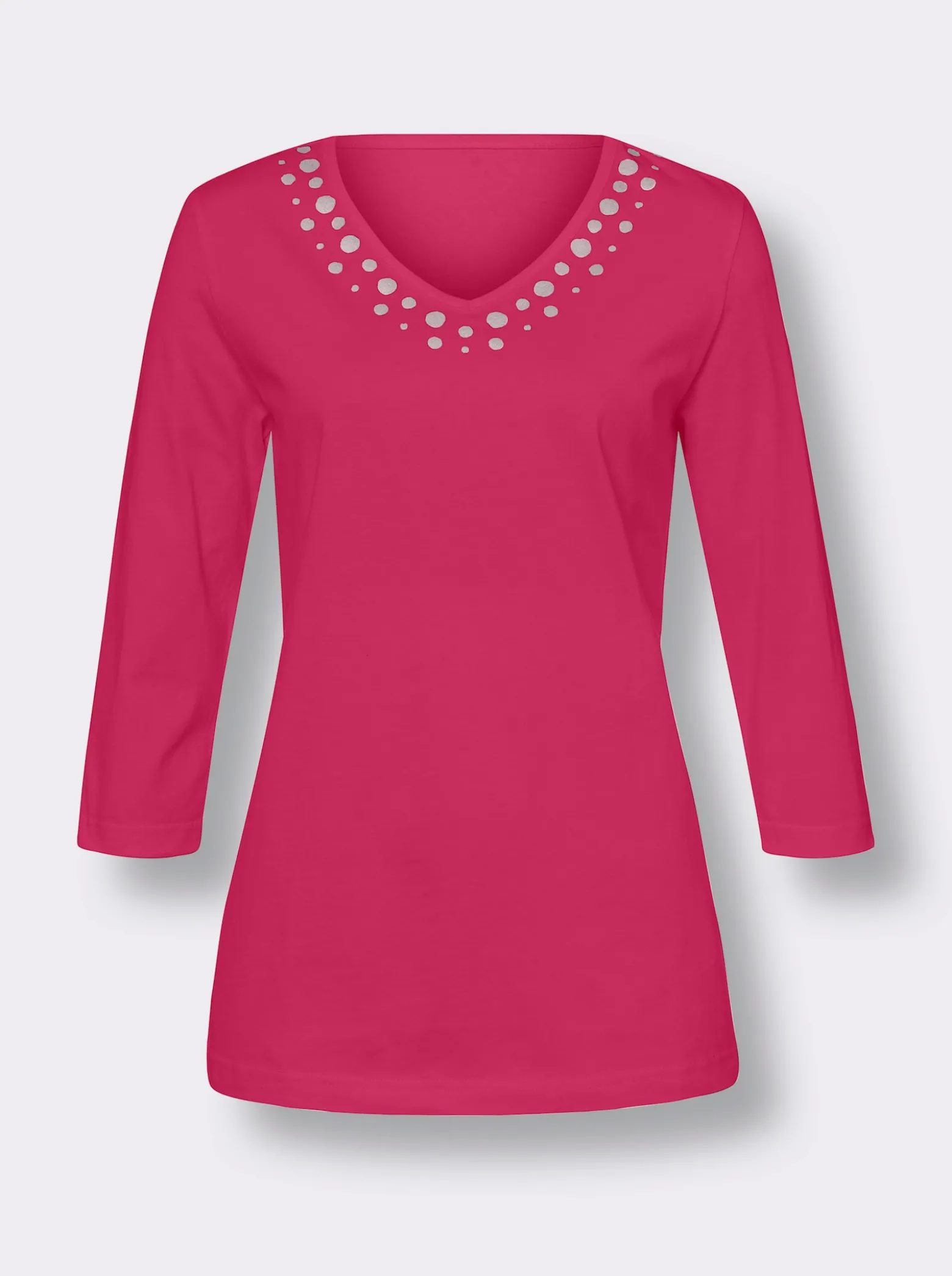 3/4-Arm-Shirt mit silberfarbenem Folien-Print
