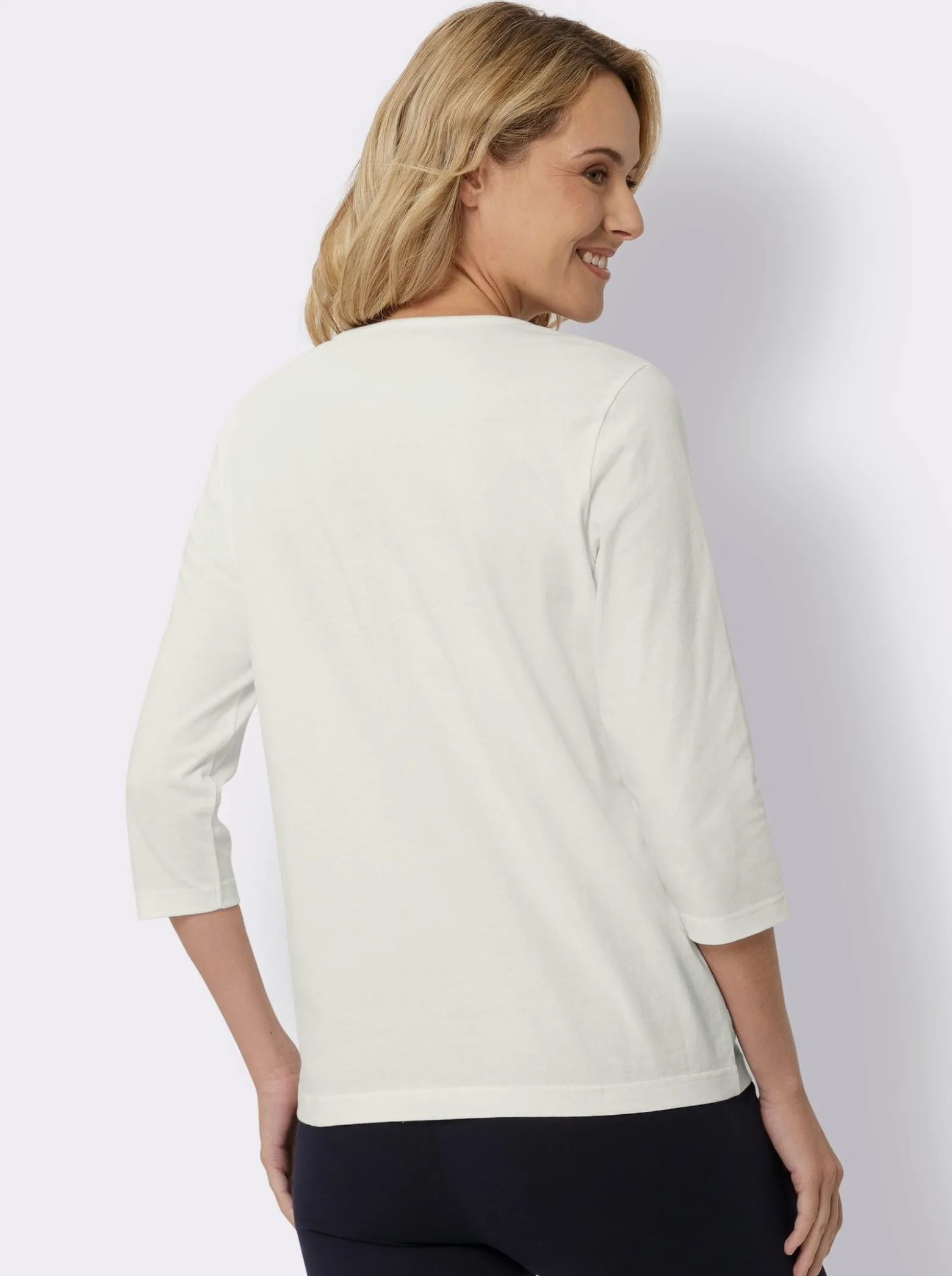 3/4-Arm-Shirt mit silberfarbenem Folien-Print
