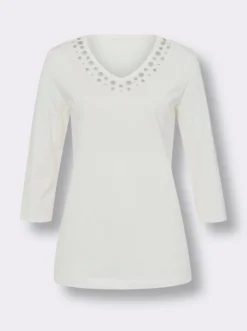 3/4-Arm-Shirt mit silberfarbenem Folien-Print