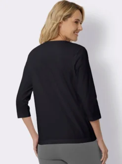 3/4-Arm-Shirt mit silberfarbenem Folien-Print