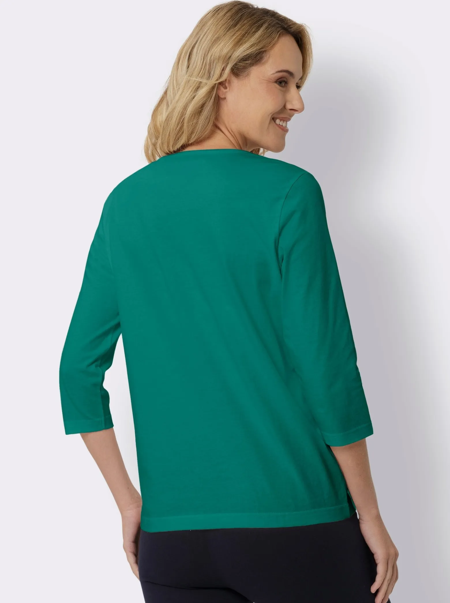 3/4-Arm-Shirt mit silberfarbenem Folien-Print
