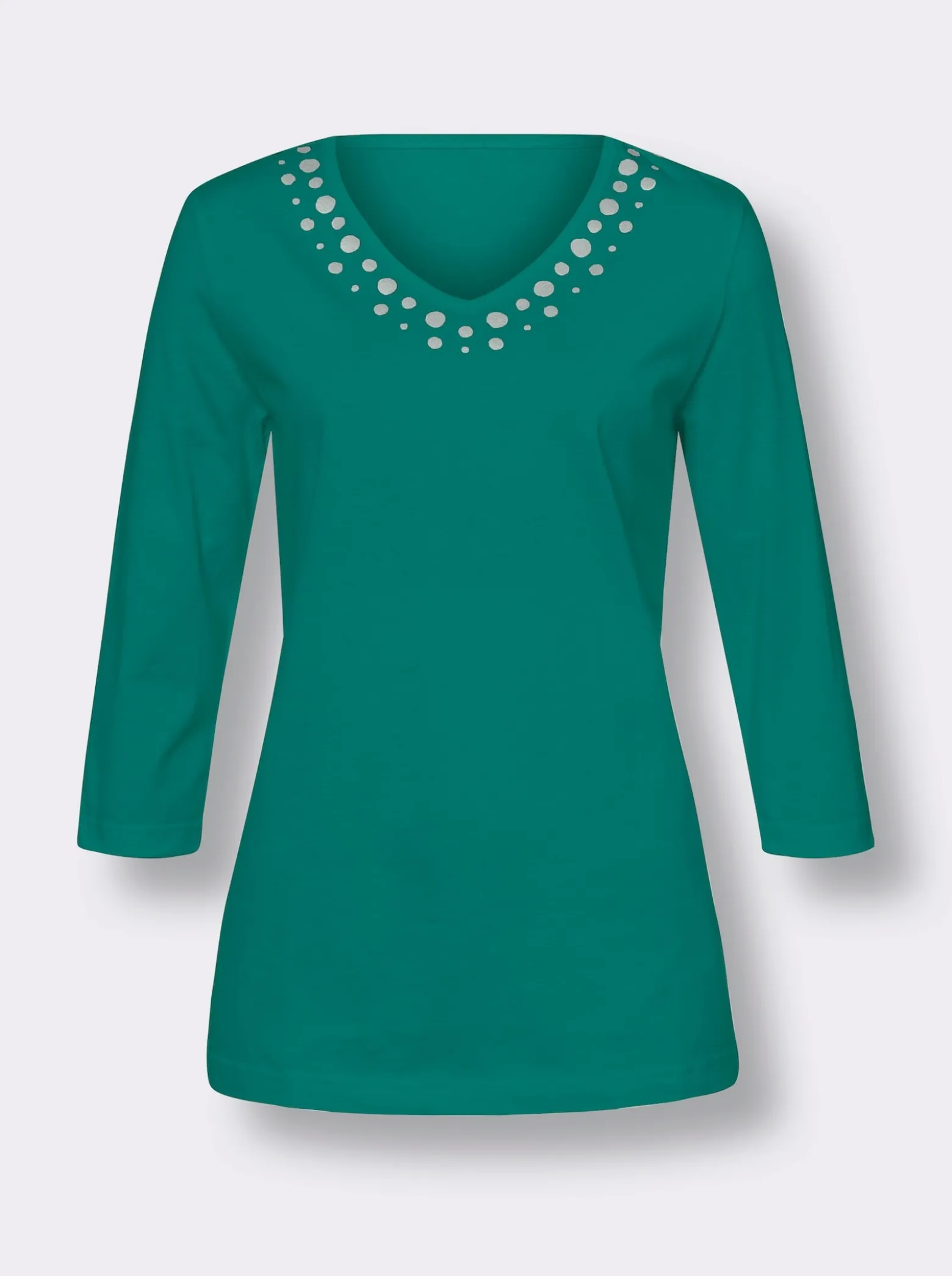 3/4-Arm-Shirt mit silberfarbenem Folien-Print