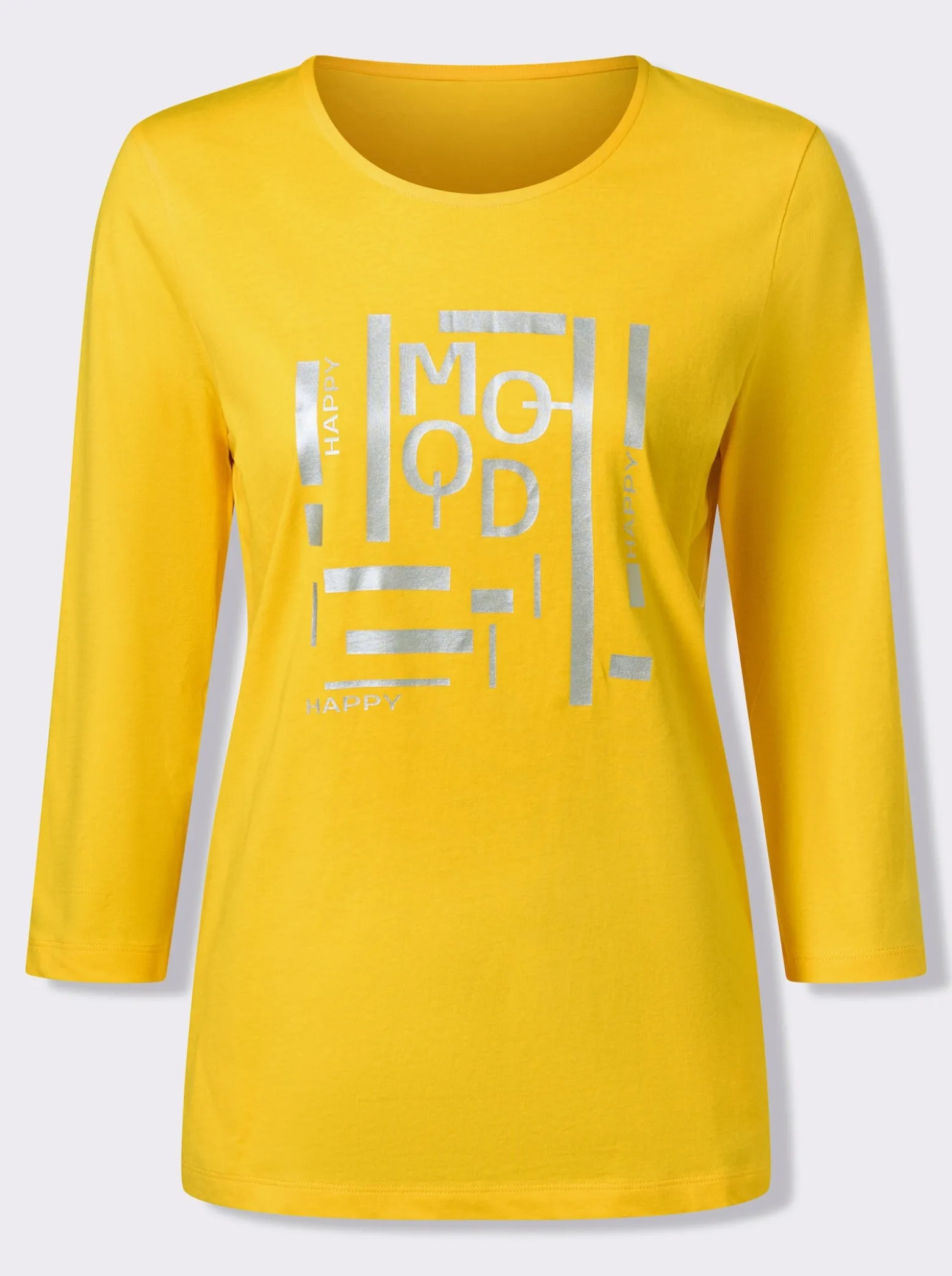 3/4-Arm-Shirt mit silberfarbenem Folien-Druck