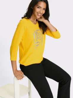 3/4-Arm-Shirt mit silberfarbenem Folien-Druck