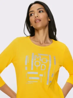 3/4-Arm-Shirt mit silberfarbenem Folien-Druck