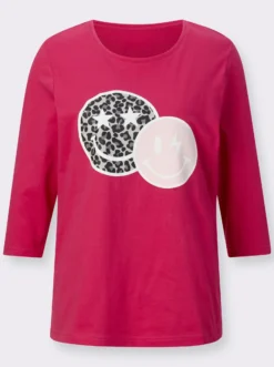 3/4-Arm-Shirt mit Smiley-Print