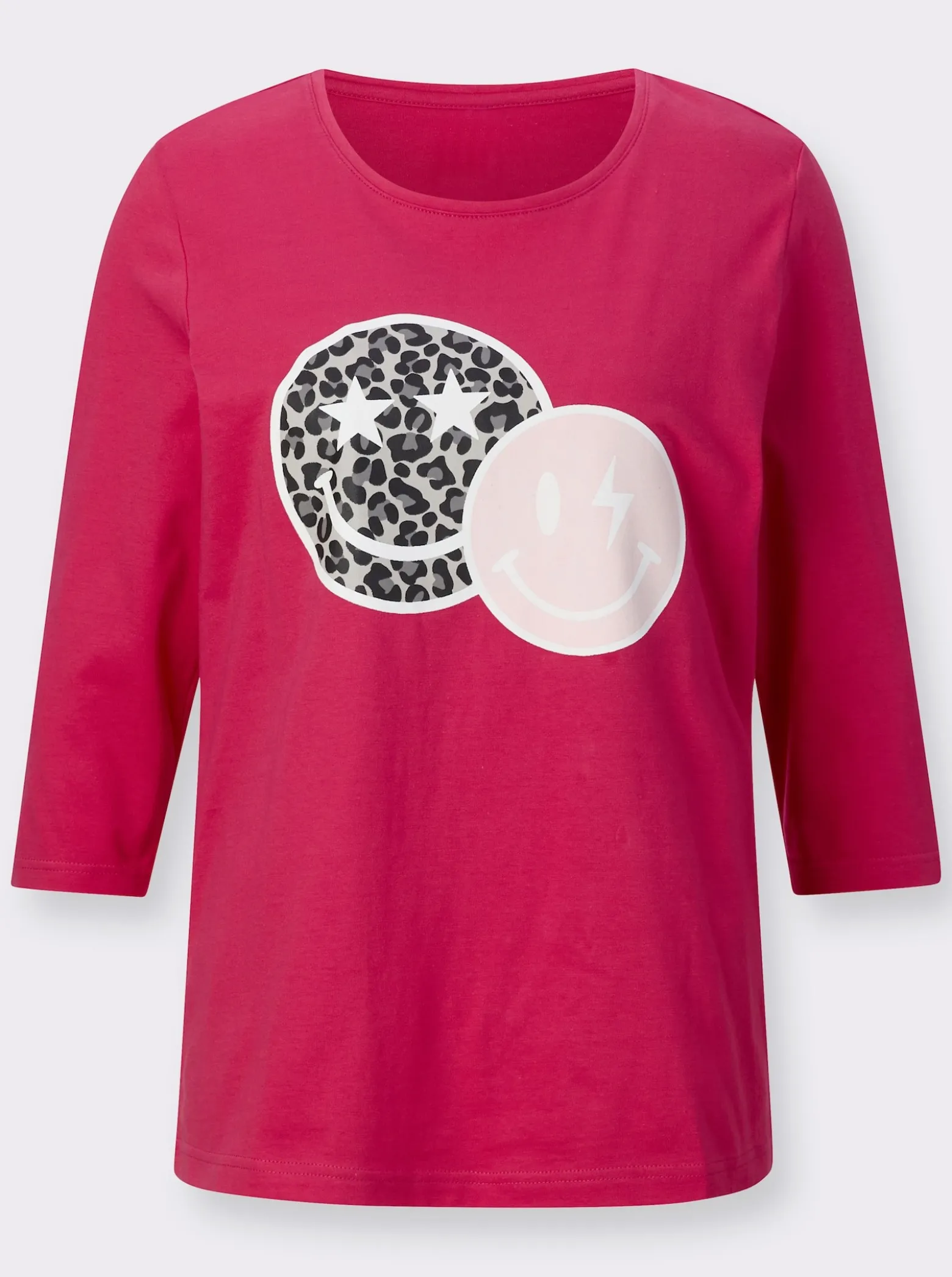 3/4-Arm-Shirt mit Smiley-Print
