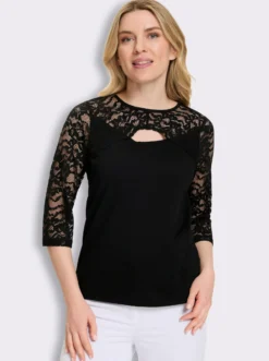 3/4-Arm-Shirt mit Spitze