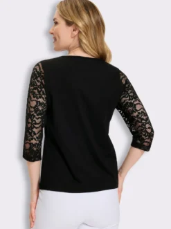 3/4-Arm-Shirt mit Spitze