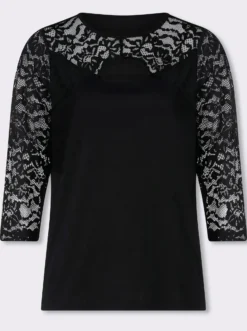3/4-Arm-Shirt mit Spitze