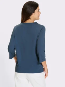 3/4-Arm-Shirt mit Spitze am Ausschnitt