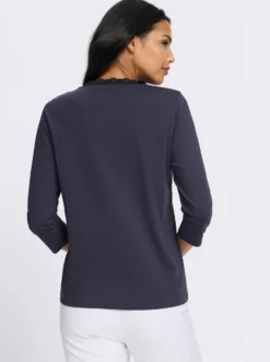 3/4-Arm-Shirt mit Spitze am Ausschnitt