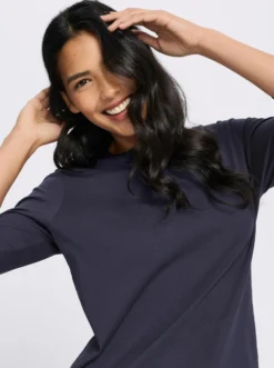 3/4-Arm-Shirt mit Spitze am Ausschnitt