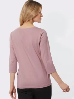 3/4-Arm-Shirt mit Spitze am Ausschnitt