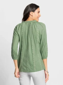 3/4-Arm-Shirt mit Spitzenband