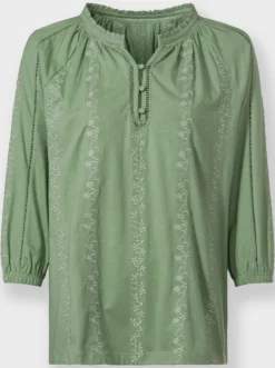 3/4-Arm-Shirt mit Spitzenband