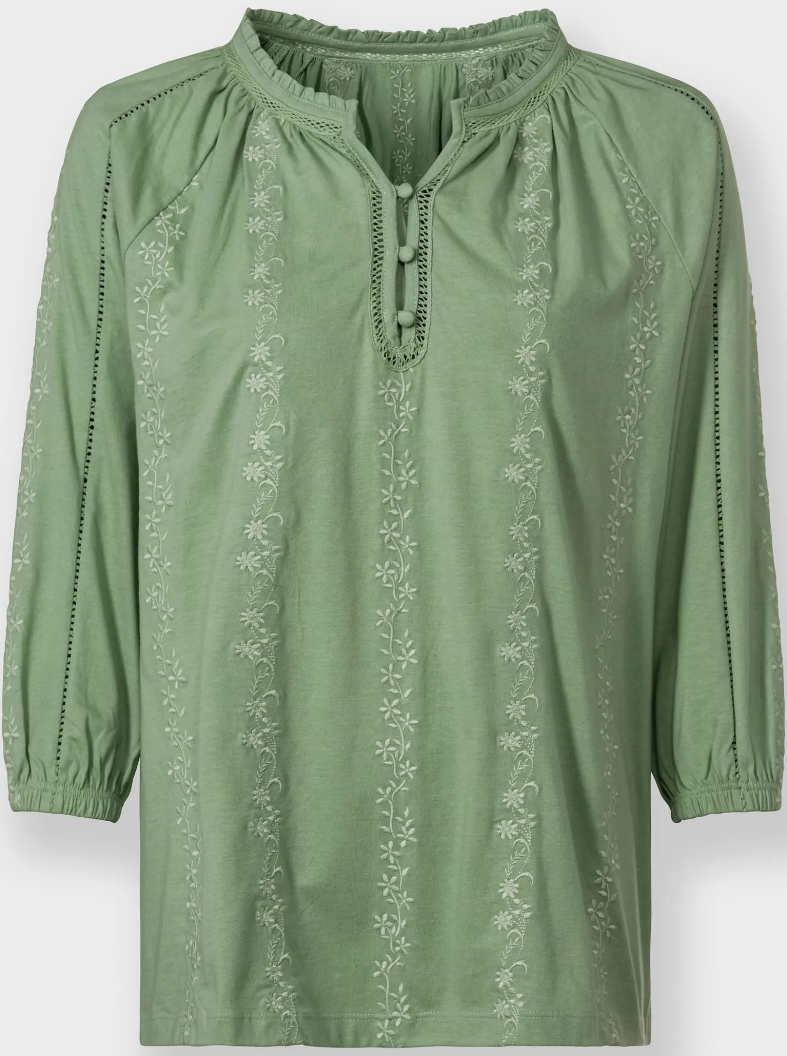 3/4-Arm-Shirt mit Spitzenband