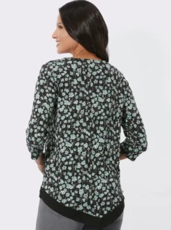 3/4-Arm-Shirt mit spitz zulaufendem Saum