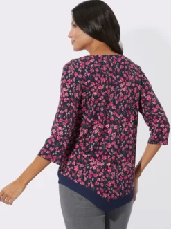 3/4-Arm-Shirt mit spitz zulaufendem Saum