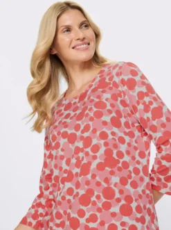 3/4-Arm-Shirt mit spitz zulaufendem Saum