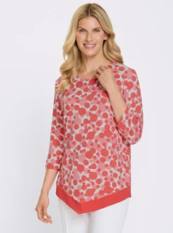 3/4-Arm-Shirt mit spitz zulaufendem Saum