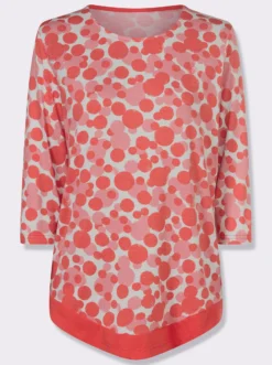 3/4-Arm-Shirt mit spitz zulaufendem Saum