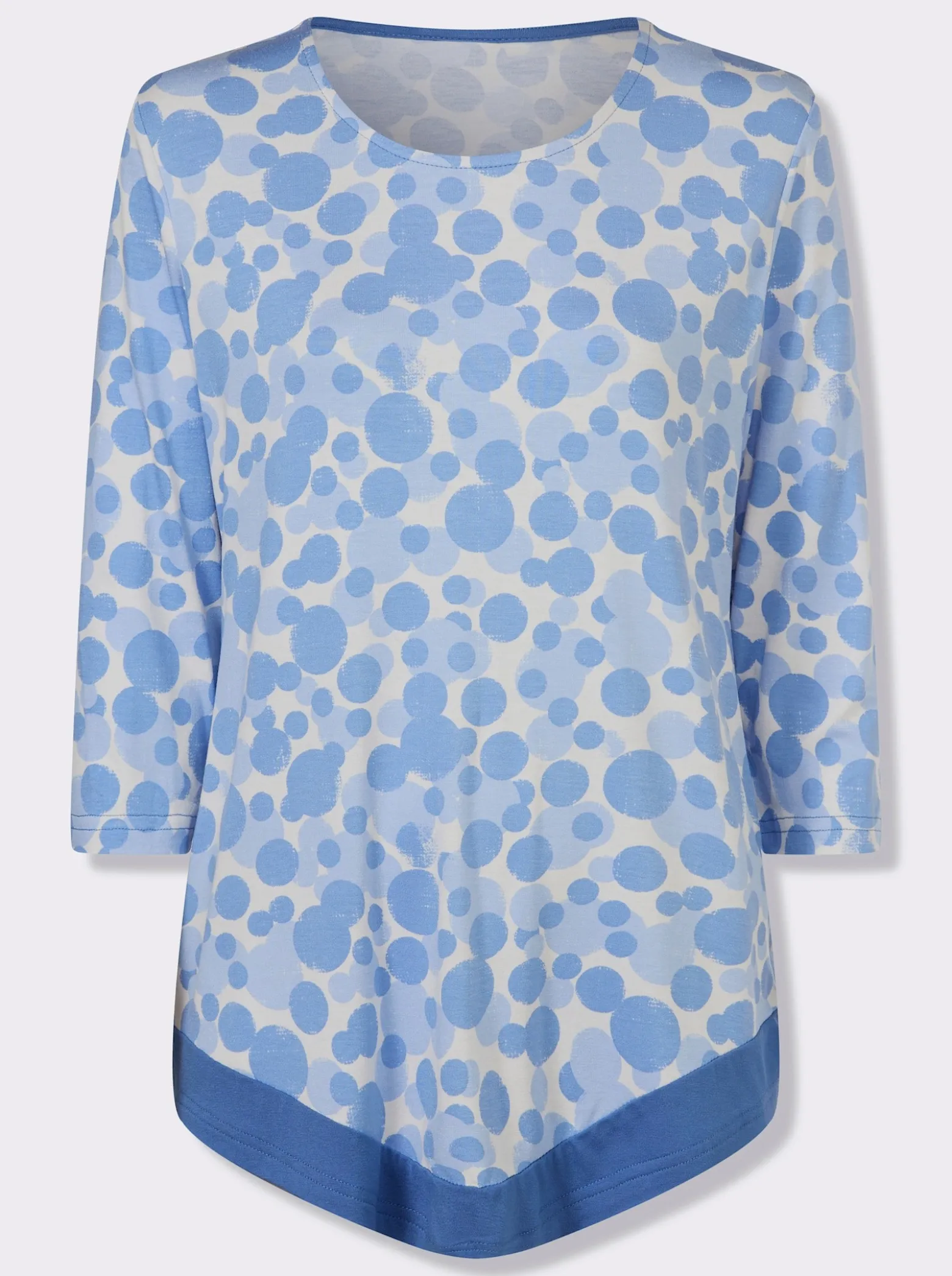 3/4-Arm-Shirt mit spitz zulaufendem Saum
