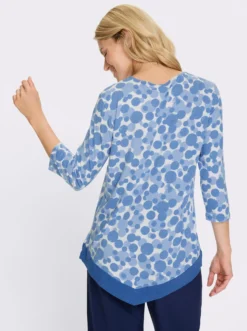 3/4-Arm-Shirt mit spitz zulaufendem Saum
