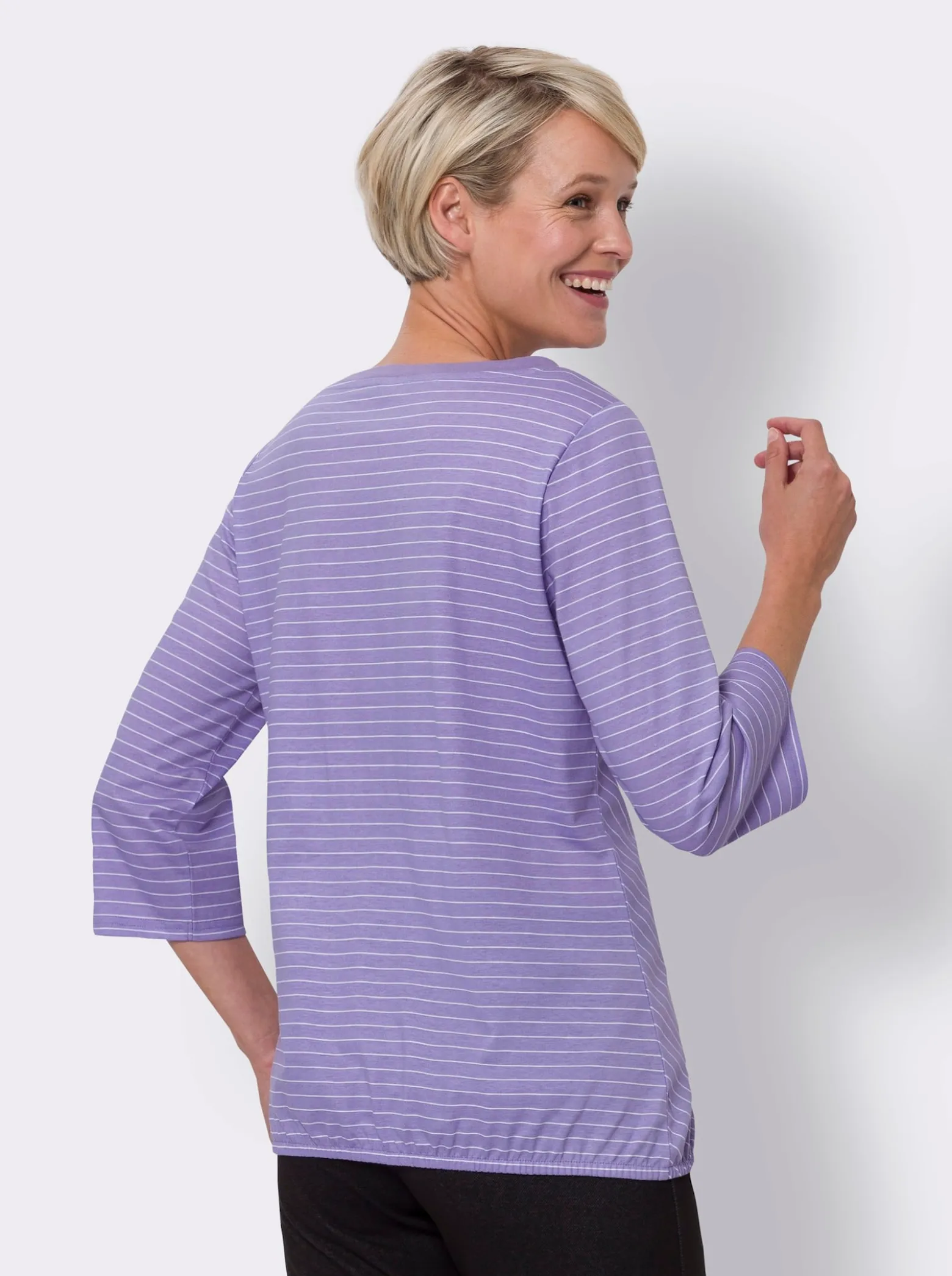3/4-Arm-Shirt mit Streifen-Print