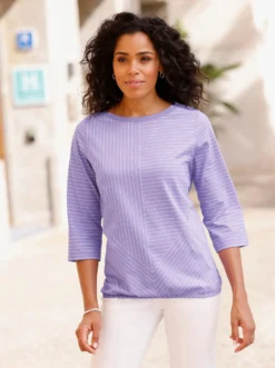 3/4-Arm-Shirt mit Streifen-Print