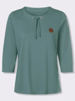 3/4-Arm-Shirt mit Tunnelzug am Rundhals-Ausschnitt