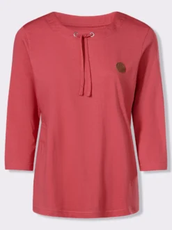 3/4-Arm-Shirt mit Tunnelzug am Rundhals-Ausschnitt